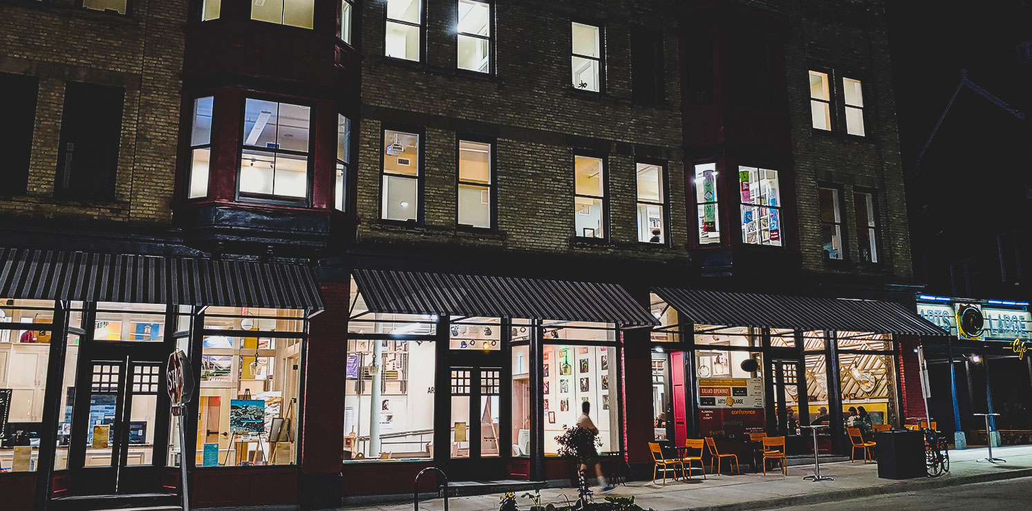 Arts @ Large Community Center at night